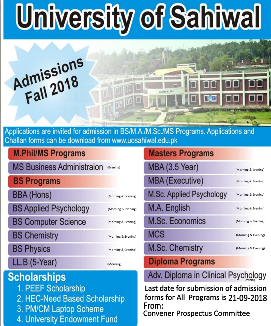 UOS News Admission 2018