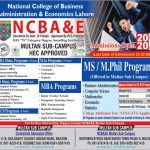 National College of Business Administration and Economics NCBAE Merit List and Entry Test Results for Admissions 2022